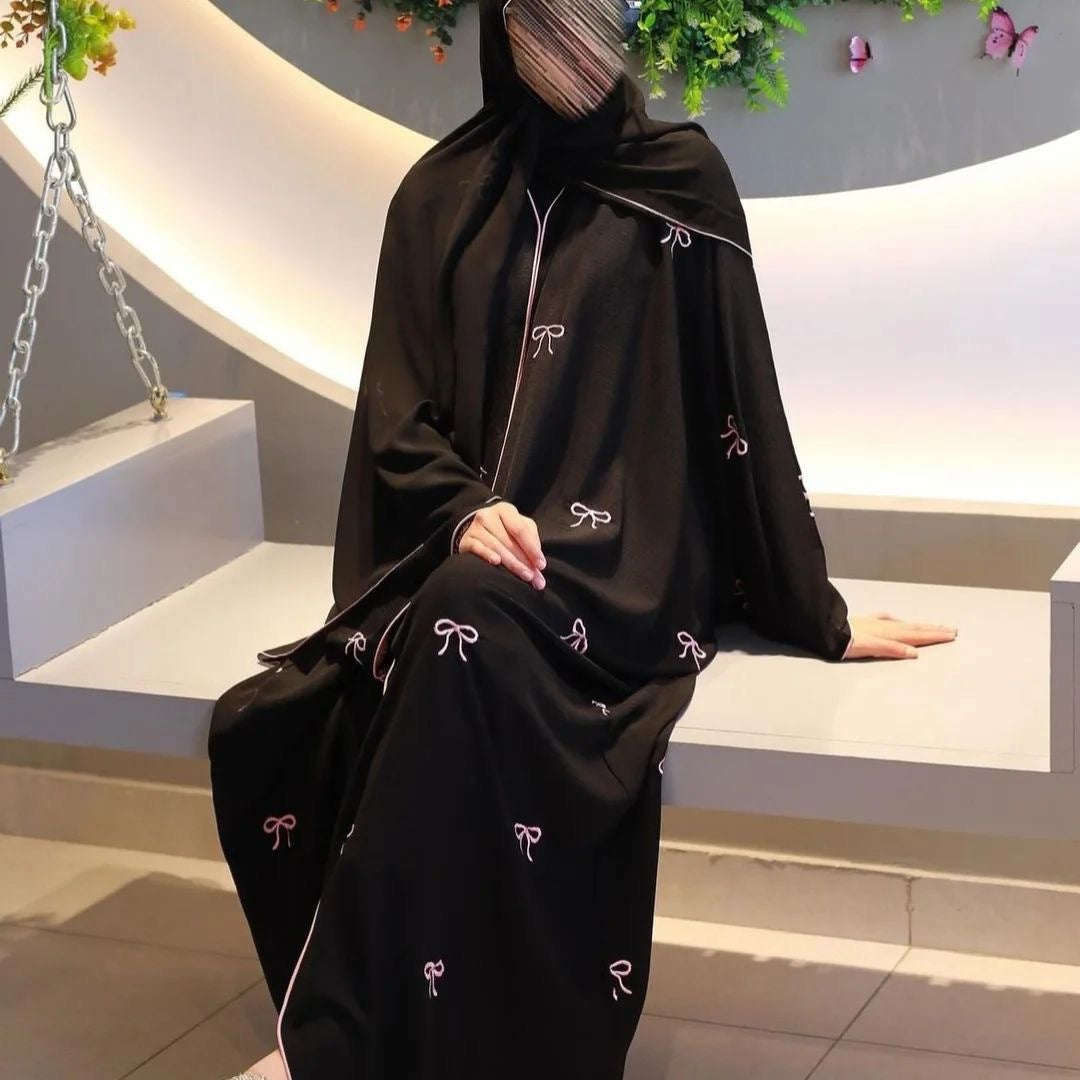 Dubai Bow Embroidered Cardigan Robe